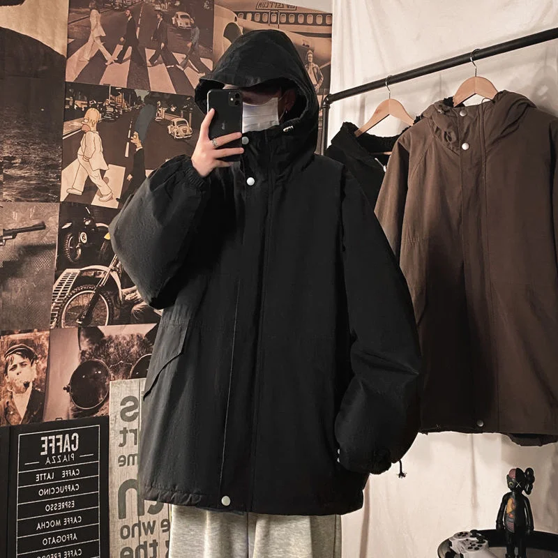 Winter Jacket Men Warm Fashion Casual Thicke Hooded Jacket Men Streetwear Loose Short Coat Mens Lamb Wool Jackets M-2XL