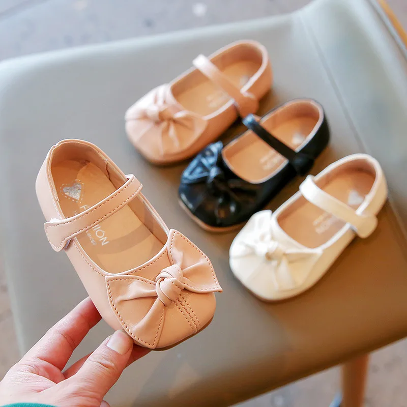 

Girls Leather Shoes 2022 Spring And Autumn New Children Bow Princess Sshoes Korean Version Baby Girl Fashion Soft Sole Shoes