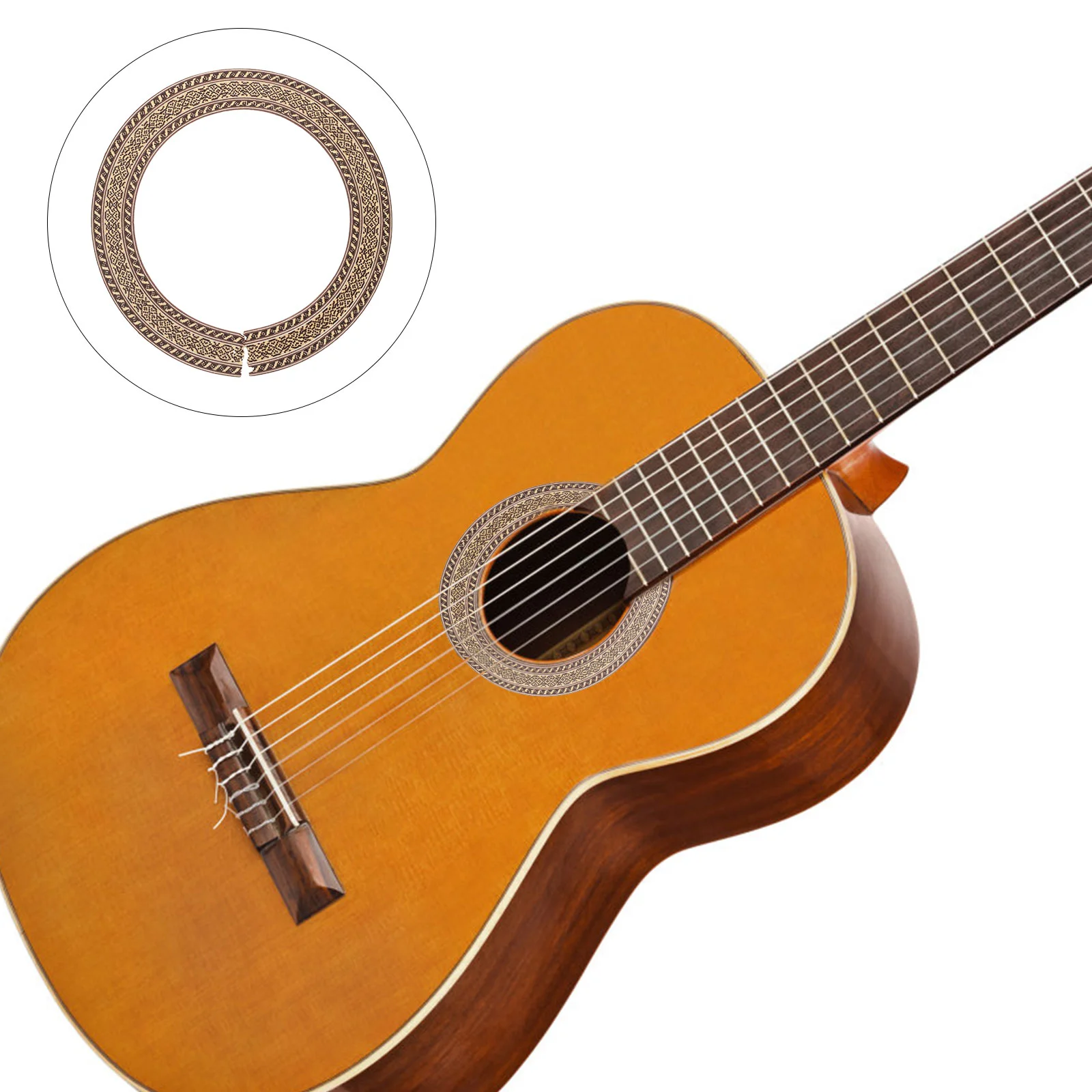 

Guitar Rosette Decal Inlay Hole Sound Ukuleles Wooden Decals Accessories Adhesive Decoration Stickers Self Soundhole Sticker