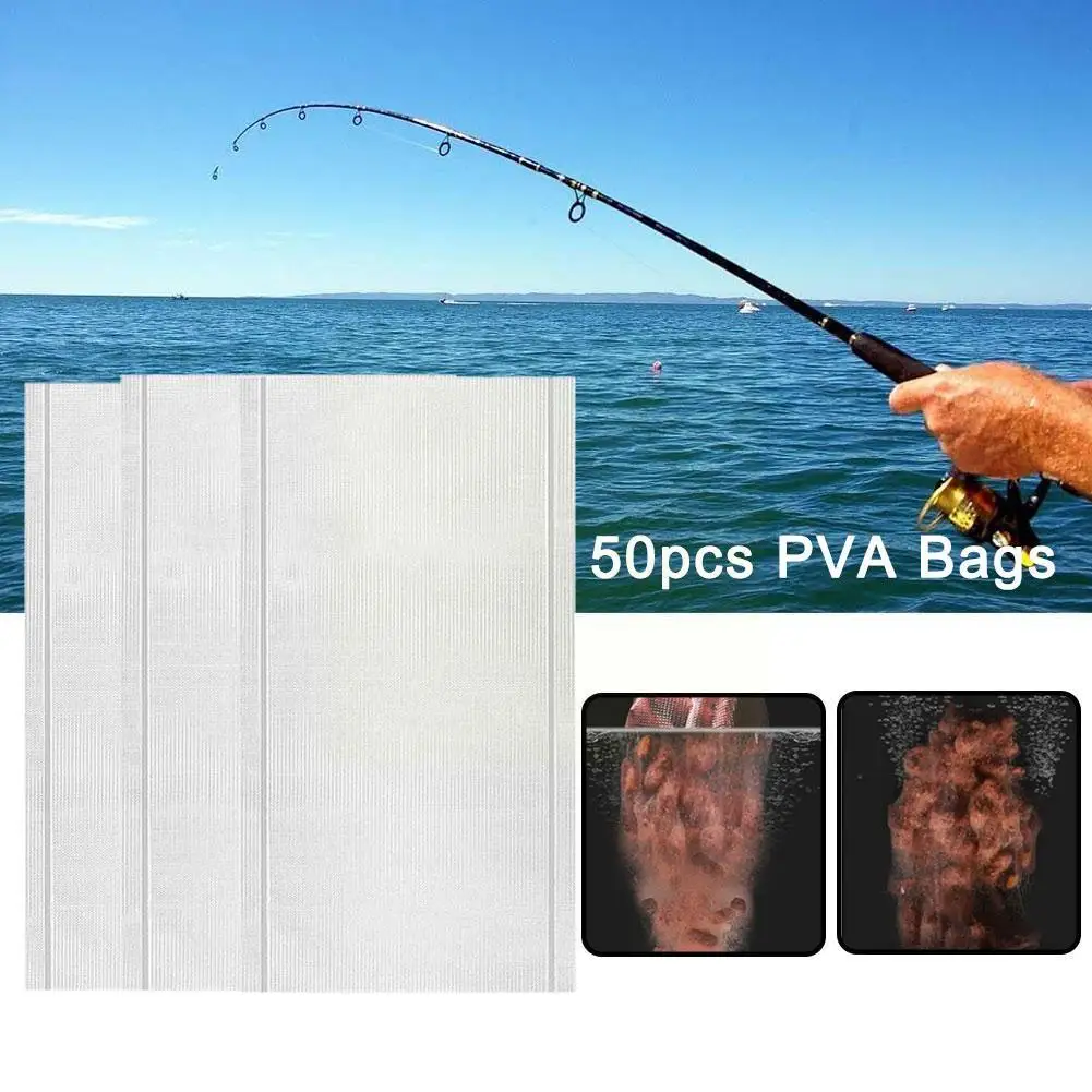 

50pcs Carp Fishing Pva Bags Fast Dissolving Environmental 7*14cm Material Fishing Bags 12*16cm Bait Tackle Carp G9g9