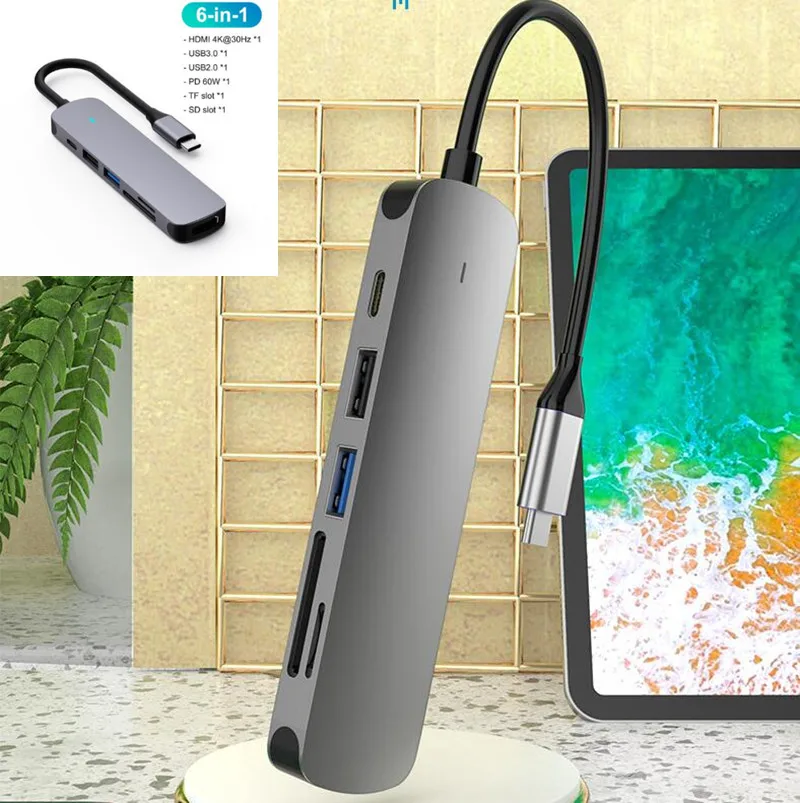 

Док-станция с разветвителем USB 3,0, 2,0, Type-C, 4K, HDMI