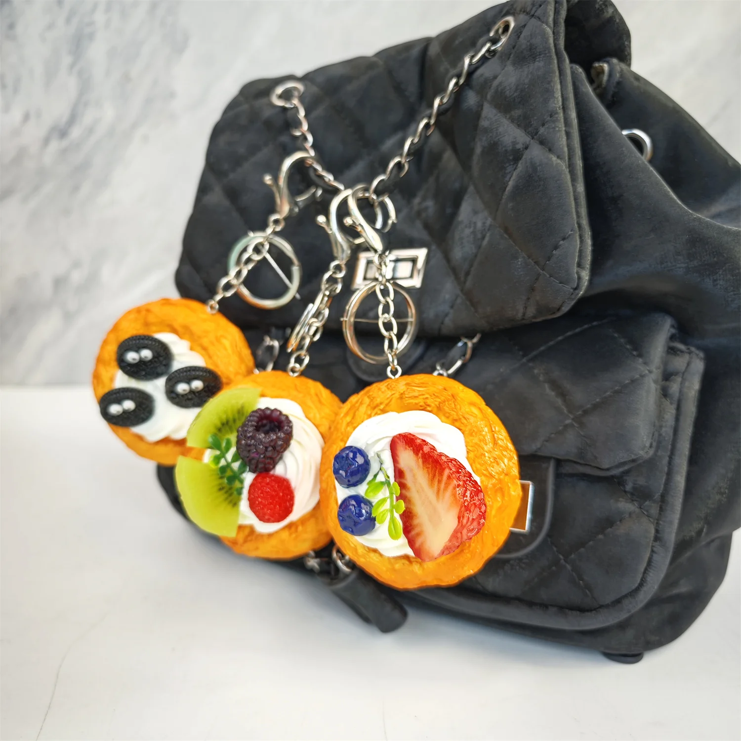 Имитация еды португальский яичный пирог модель брелок серебряные женские