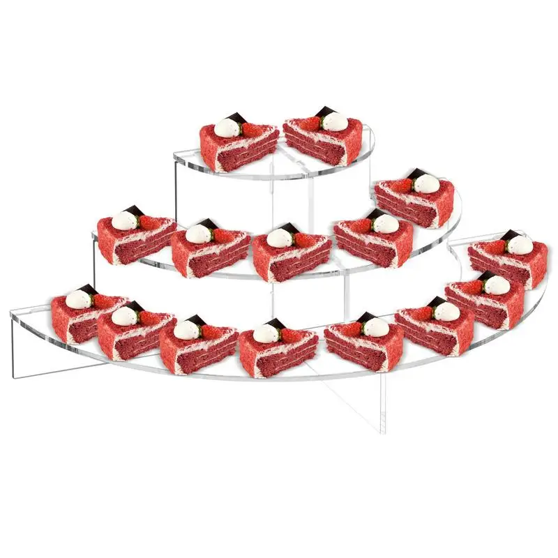 

Cup Cake Tier Stand Half Moon Shaped Acrylic 3 Tier Risers Cupcake Stand Countertop Dessert Cupcake Tower For Bakery Party Decor