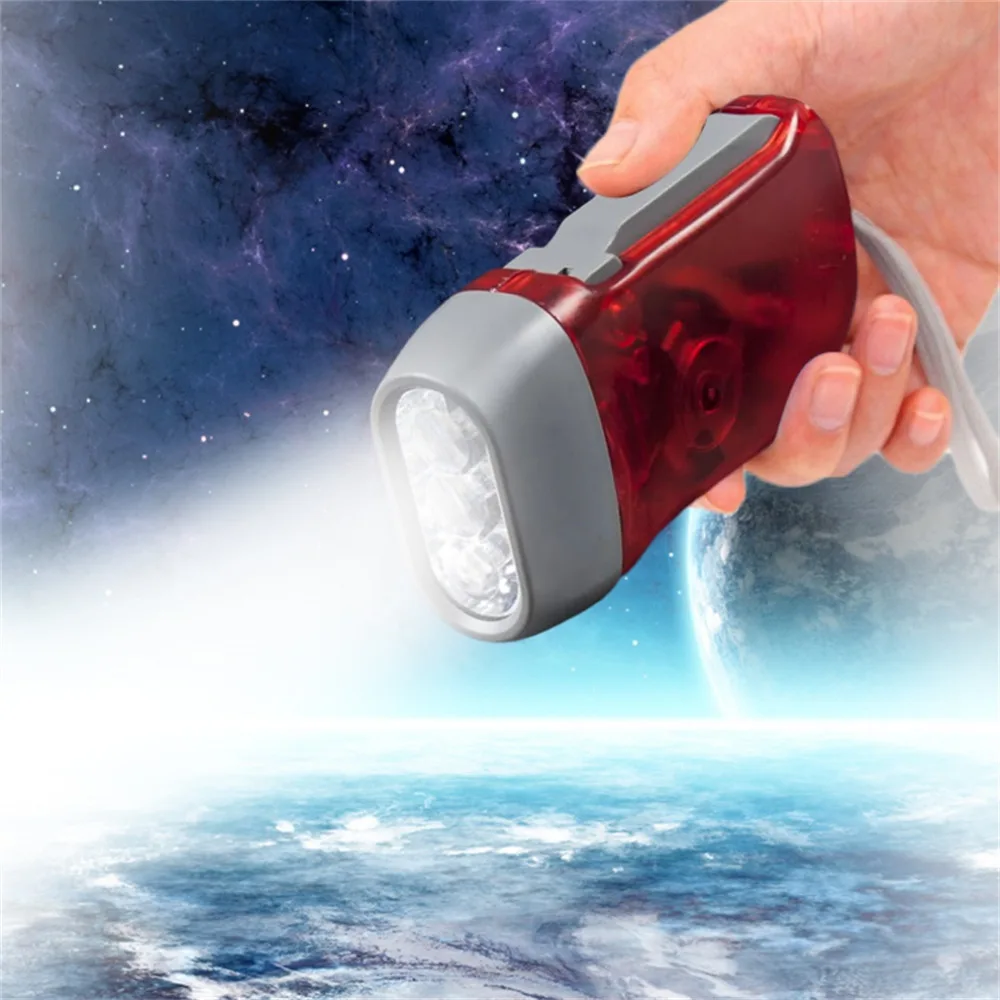 

ICOCO Flashlight 3 LED dynamo Hand Pressing Crank Power Wind Up Torch Light Crank Traveling Camping Lamp Lights drop shipping