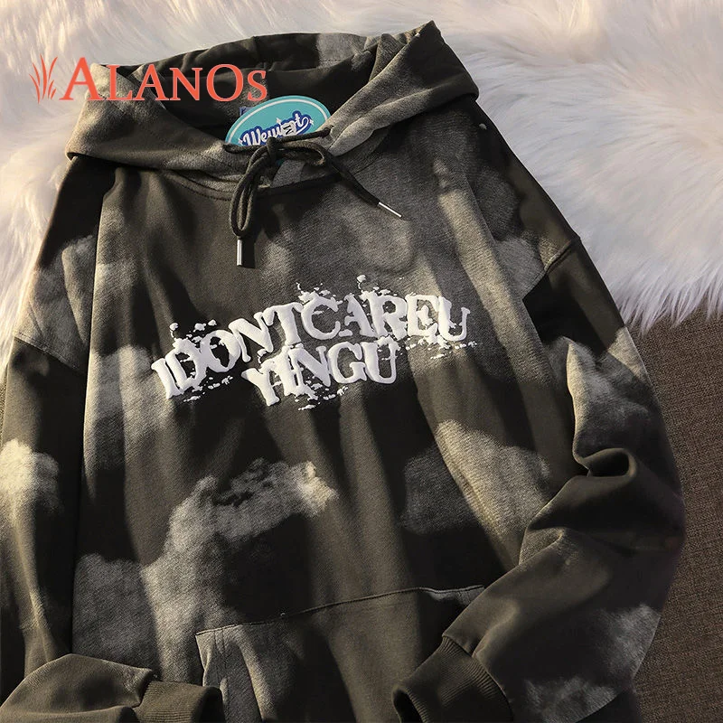 

Женские толстовки ALANOS с длинным рукавом, Толстовка Оверсайз, стильная свободная уличная одежда, Повседневный пуловер с принтом на завязках,...