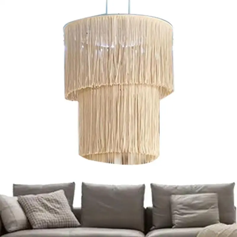 

Handmade Elegant Light Shade Chic Chandeliers Hanging Lamp Cover Boho Decor Light Cover Light Shade Woven Tapestry Decoration