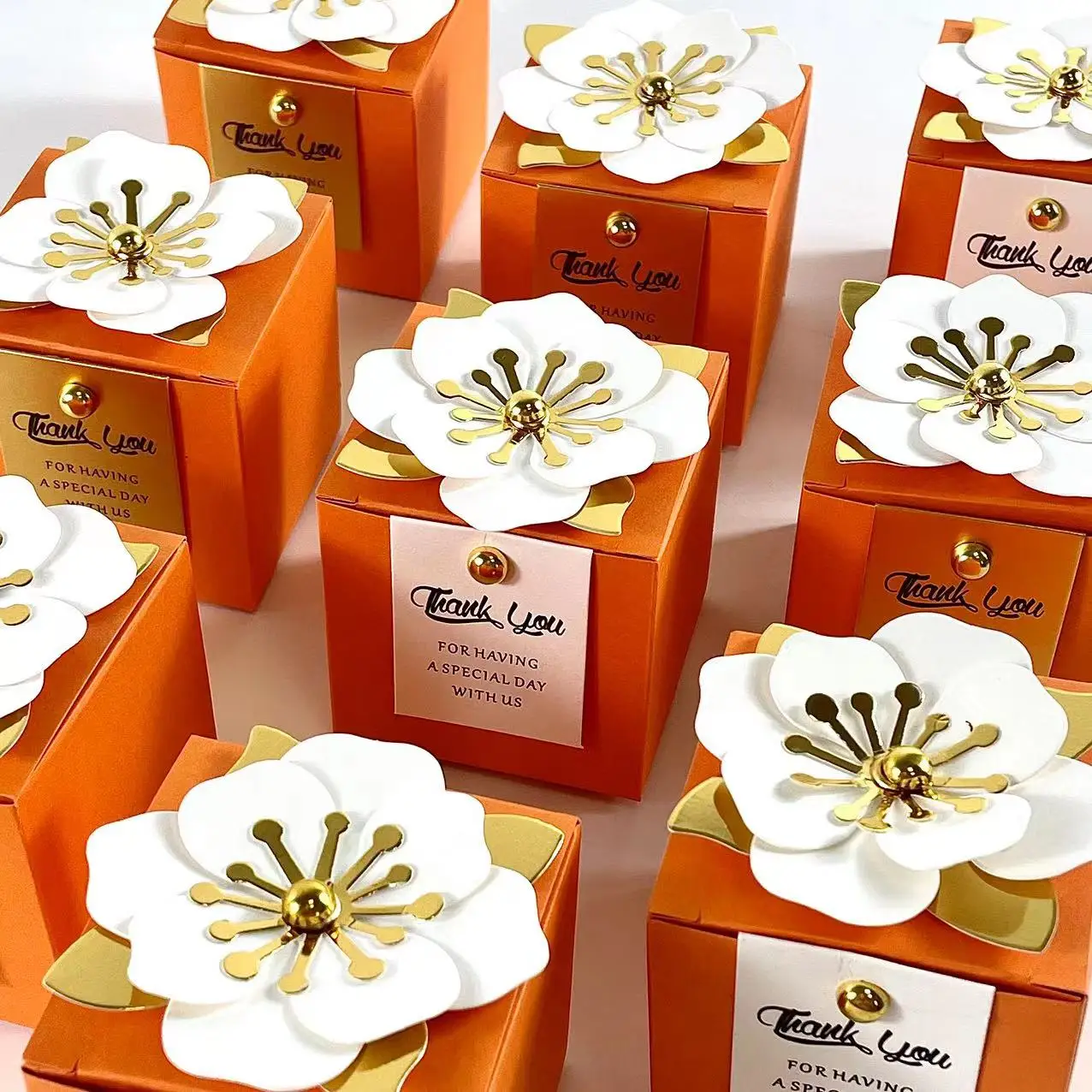 

20/50 Pack Orange Gift Box Wedding Candy Chocolate Box Packaging Guest Gifts Baby Shower Birthday Party Decoration Supplies