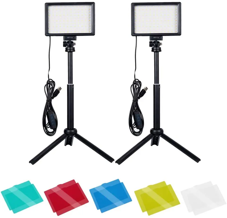 

Discount Dimmable 5600K USB LED Video Light with Adjustable Tripod Stand/5 Color Filters for Tabletop/Low Angle Shooting,Studio