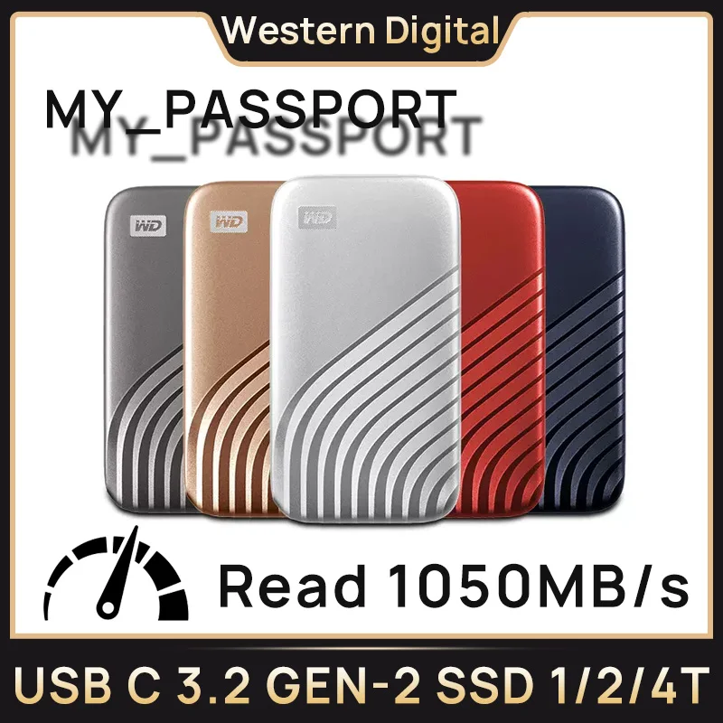 

Western Digital WD 500G 1TB 2TB 4T NVMe External Portable Solid State Drive My Passport SSD USB-C 3.2 Hard Drives for Laptop PC