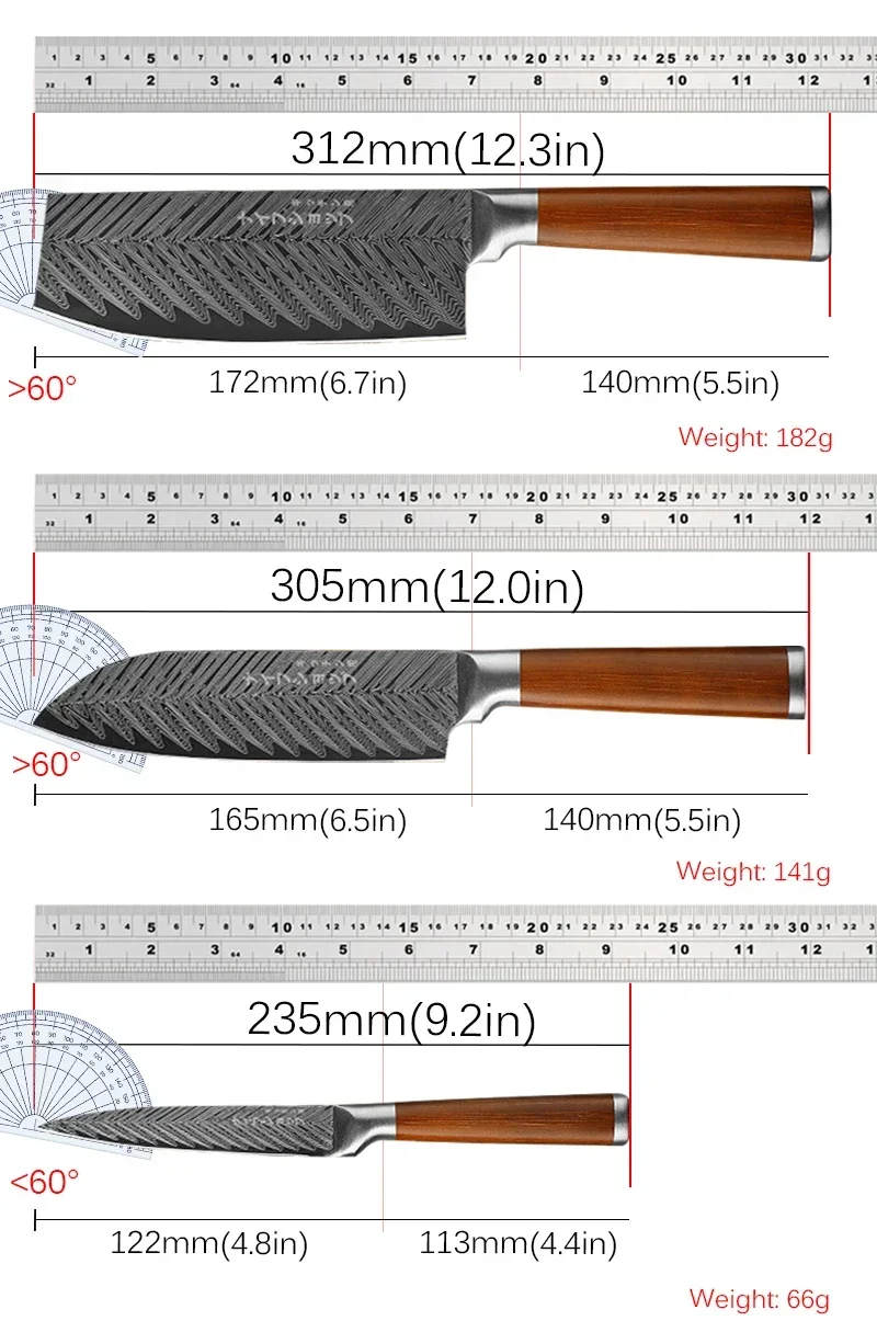 Набор профессиональных японских кухонных ножей шеф-повара дамасский лазерный