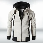 Мужская зимняя куртка, приталенные плотные пальто, куртка на двойной молнии, повседневные куртки-бомберы с капюшоном, новая уличная Мужская модная одежда