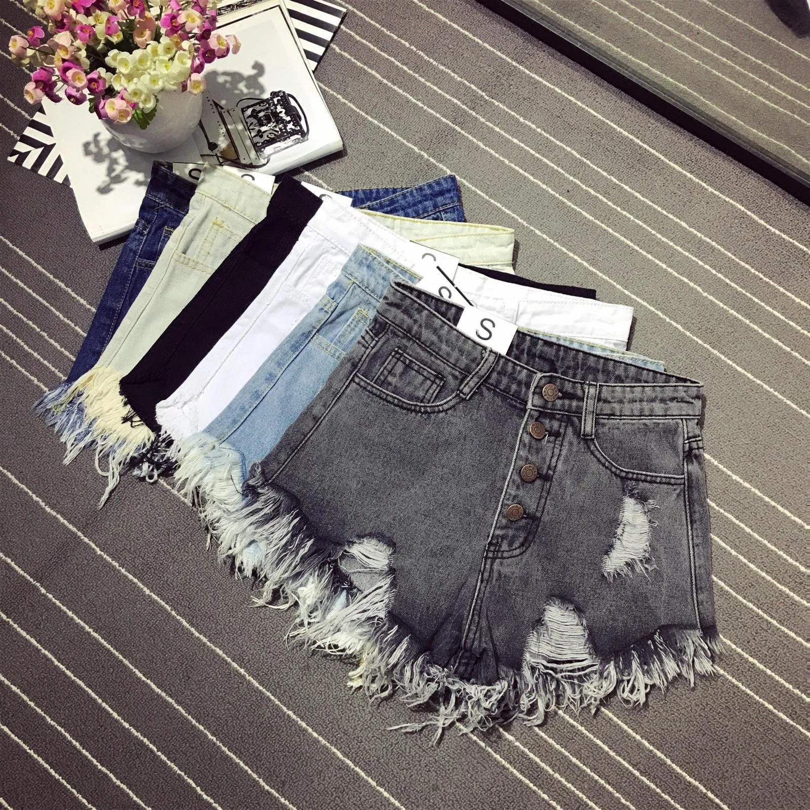 

female fashion casual summer cool women denim booty Shorts high waists fur-lined leg-openings Big size sexy short Jeans