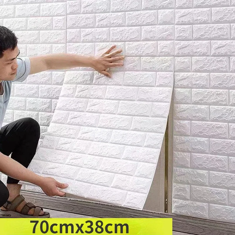 

Самоклеящиеся водонепроницаемые обои 70x38 см с имитацией кирпича на фоне телевизора, 3D наклейки на стену, обои для гостиной, Декоративные Настенные обои для спальни