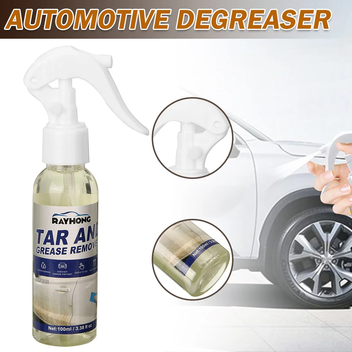 

1pc Automobile Oil Tar Grease Remover 100ml Car Wash Maintenance Tool Kitchen Home Degreaser Dilute Dirt Cleaning Spray