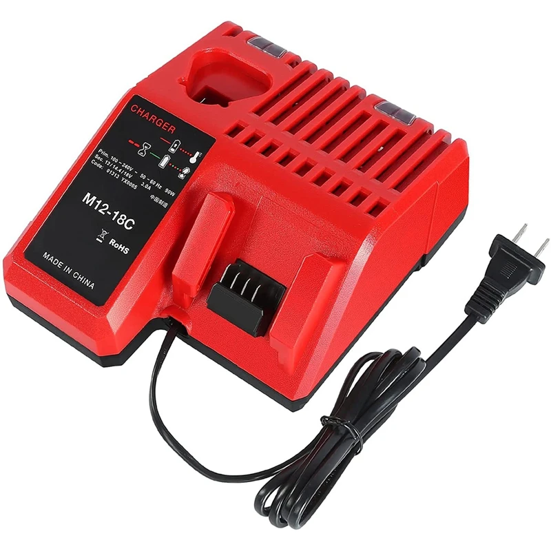 

Battery Charger For M18 M14 M12 12-18V Li-Ion Battery 48-11-1815 48-11-1820 48-11-1840 48-11-1850 48-11-1828 US Plug