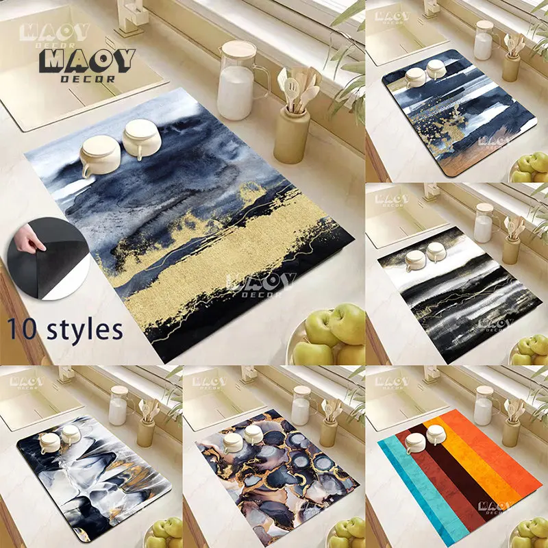 

Ink Pattern Countertop Drain Pad Water Stripe Quick Drying Mats Kitchen Dining Table Absorbent Draining Mat Coffee Dish Cup