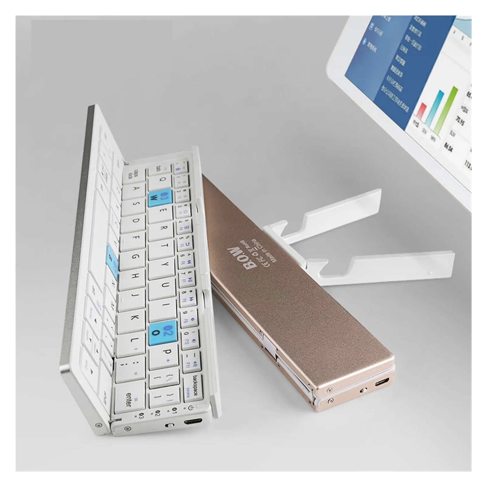 Складная Bluetooth беспроводная клавиатура B.O.W корпус из алюминиевого сплава с