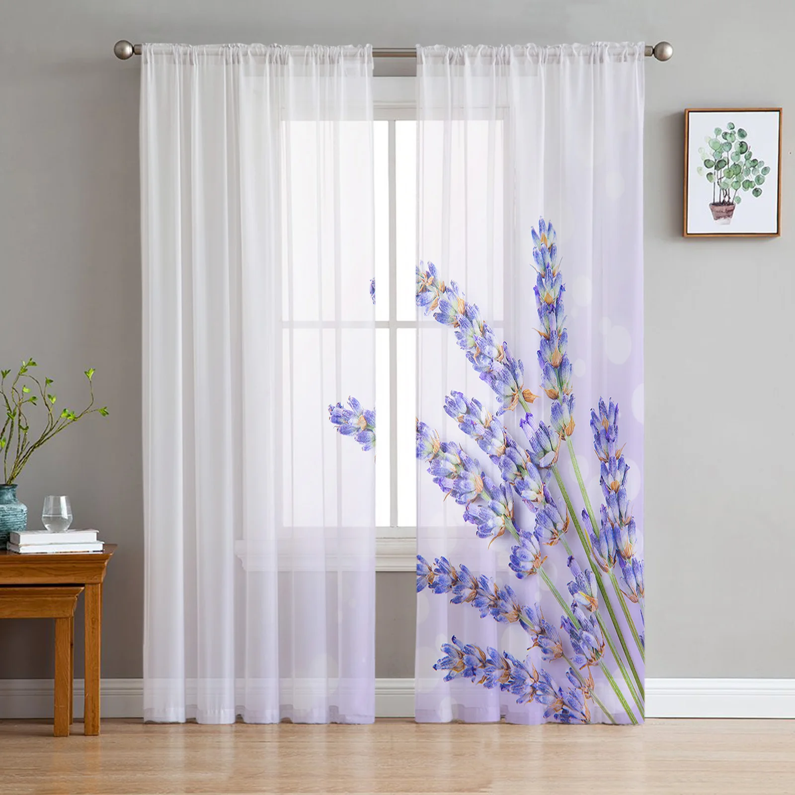 

Тюлевые занавески цвета лаванды с фиолетовыми цветами, прозрачные шифоновые шторы для украшения гостиной, спальни, прозрачная вуаль