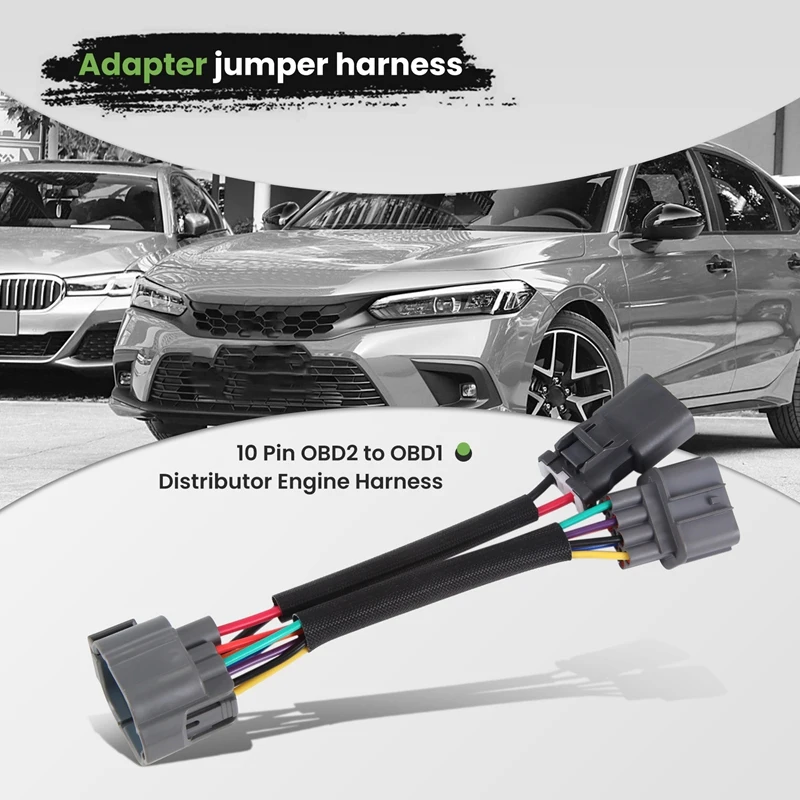 Obd1 To Obd2 10-Pin Distributor Adapter Jumper Harness For Honda Civic Acura