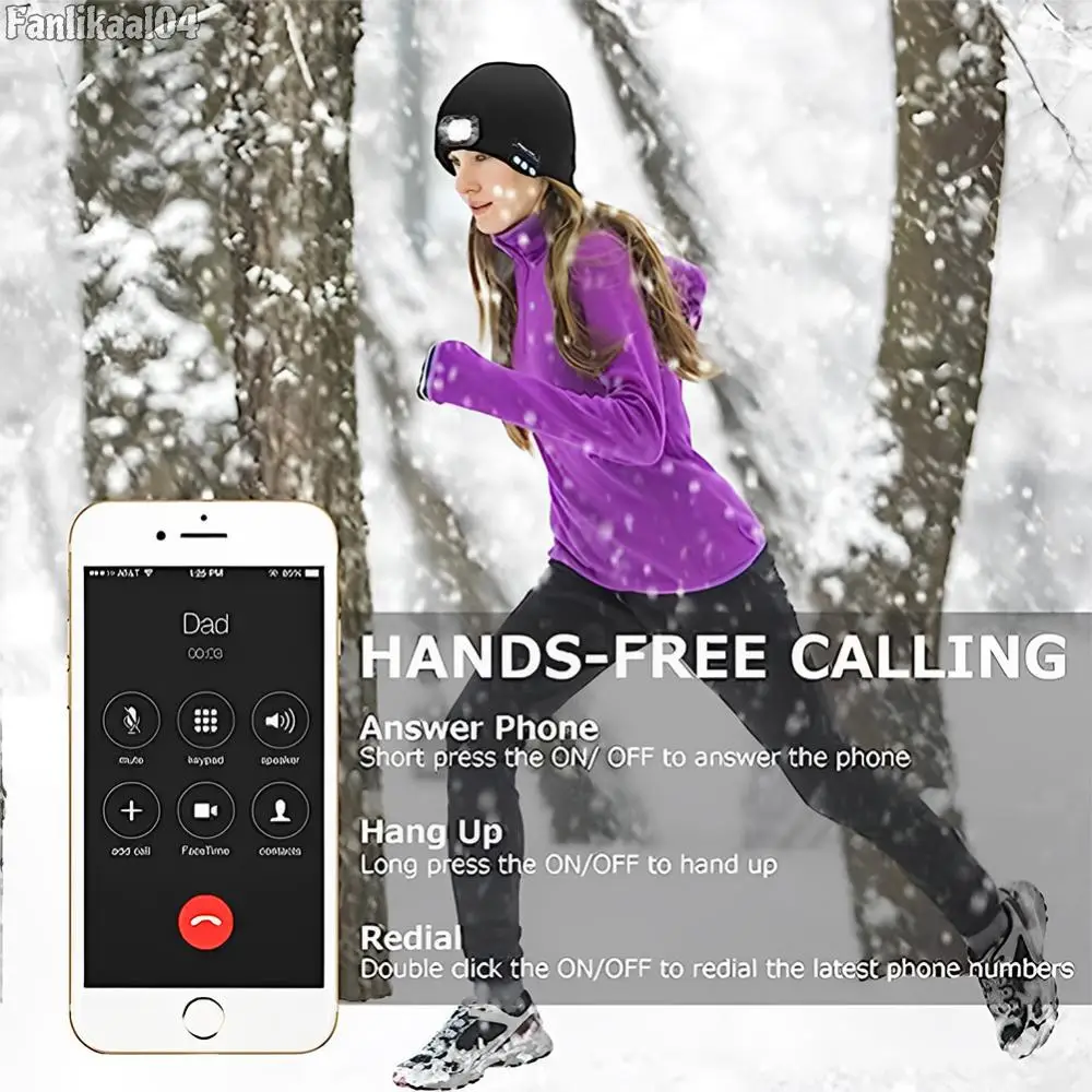 Bluetooth-совместимая шапка-бини 5.2 с подсветкой USB перезаряжаемая беспроводная