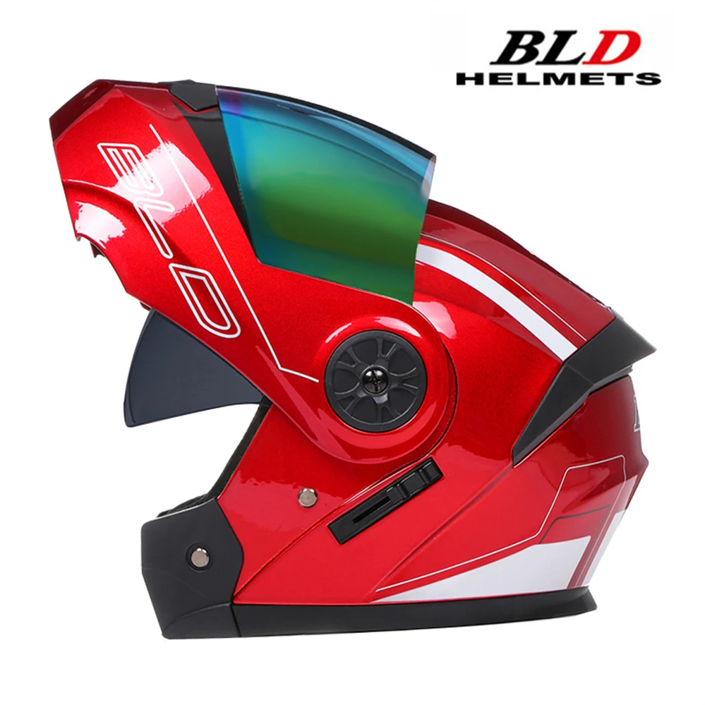 

Flip Up Motorcycle Helmet BLD Removable Lining Dual lens Motocross Racing Casque Men Women Modular Full Face Helmets Casco Moto