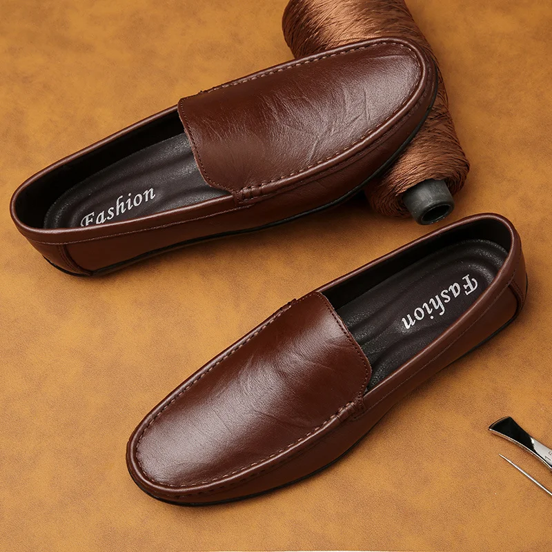 

Men Boat Shoes Business Breathable Mens Loafers Shoes Moccasins Flat Shoes Casual Genuine Leather Footwear Slip on Antiskid