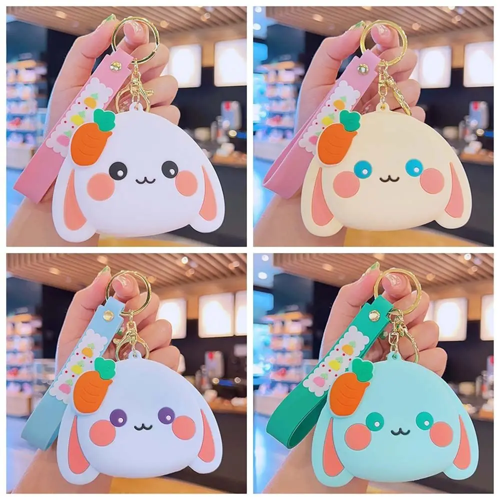 

Silicone Rabbit Coin Purse Portable Carrot With Keychain Animal Key Rings Lipstick Bag Storage Bag Small Earphone Bag Outdoor