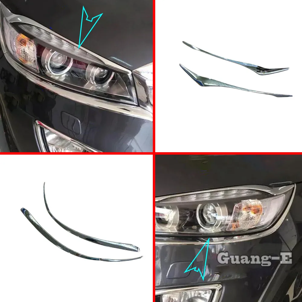 For Kia Sorento L 2015 2016 2017 2018 Car Body Front Head Light Lamp Hood Eyebrow Frame Stick ABS Chrome Cover Trim Panel Frame