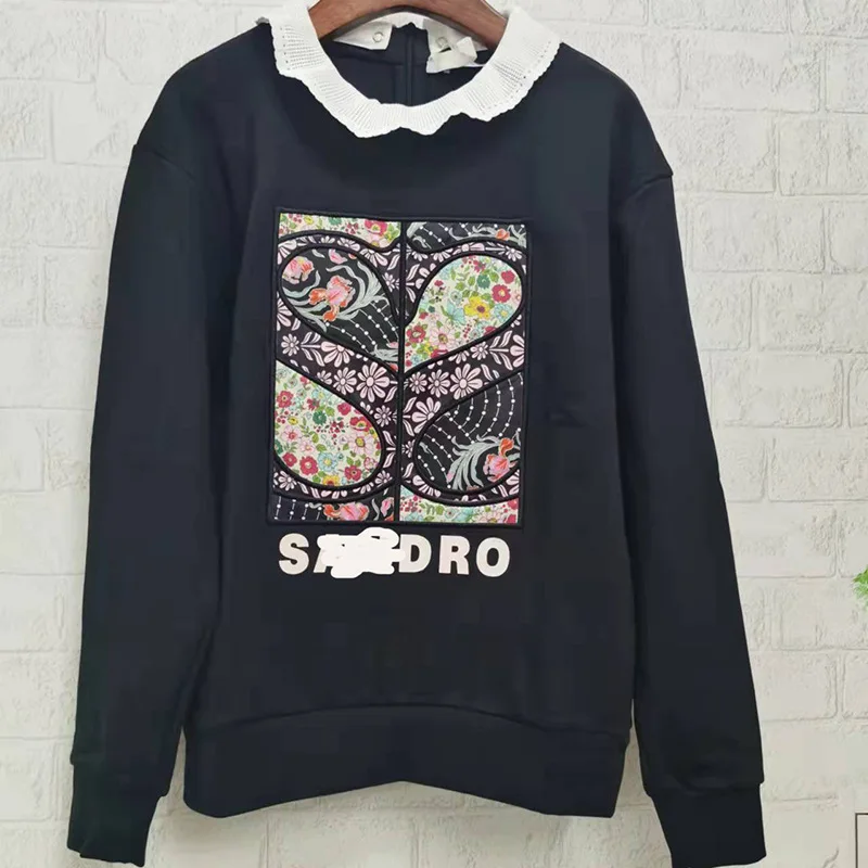2023 Autumn New Printed Women's Pullover Round Neck Long Sleeve Casual French Brand with Letters Loose Top HS19915