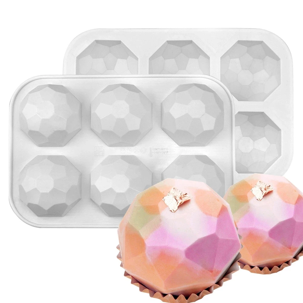 

6-hole 3D Gem Shape Chocolate Mold Silicone Cake Mold DIY Diamond Mousse Chocolate Cakes Mould Cake Decorating Tools Bakeware