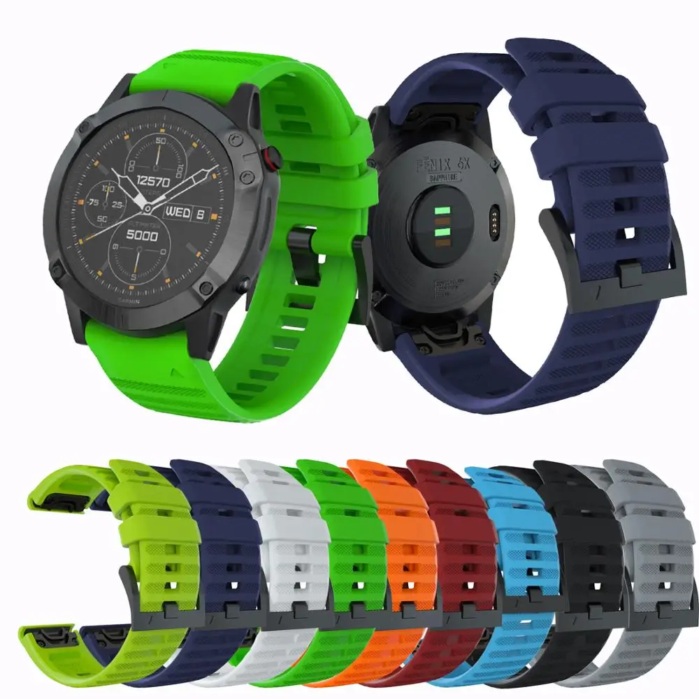 

Sport Silicone Watchband Wriststrap for Garmin Fenix 6X Pro 5X 7X 3HR ремешок для часов Easy Fit Quick Release wirstband Correa