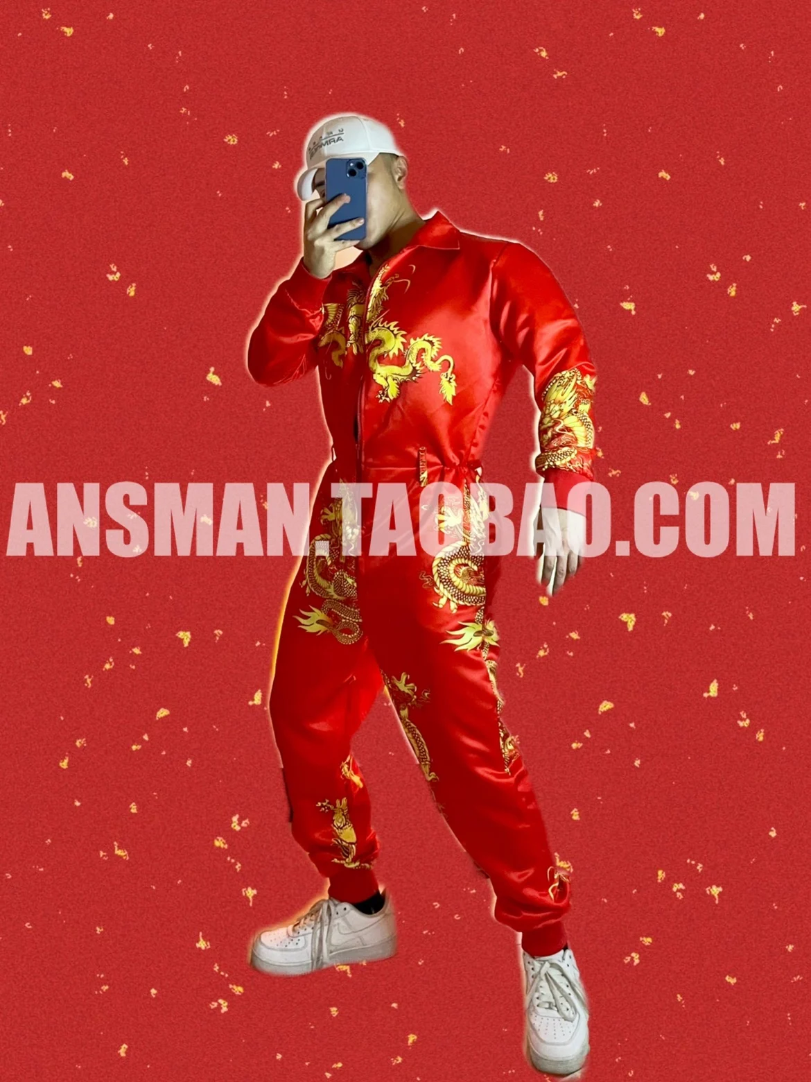 Singer Stage Dance Wear Bar Nightclub Clothing Red Dragon Robe Long Sleeved Jumpsuit Tooling Business Performance Costumes Bebes