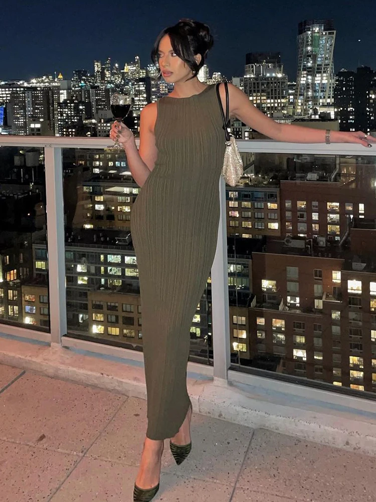 

Dulzura однотонное платье Макси без рукавов для женщин облегающее Элегантное Длинное Платье вечерние клубная одежда 2023 летняя оптовая продажа