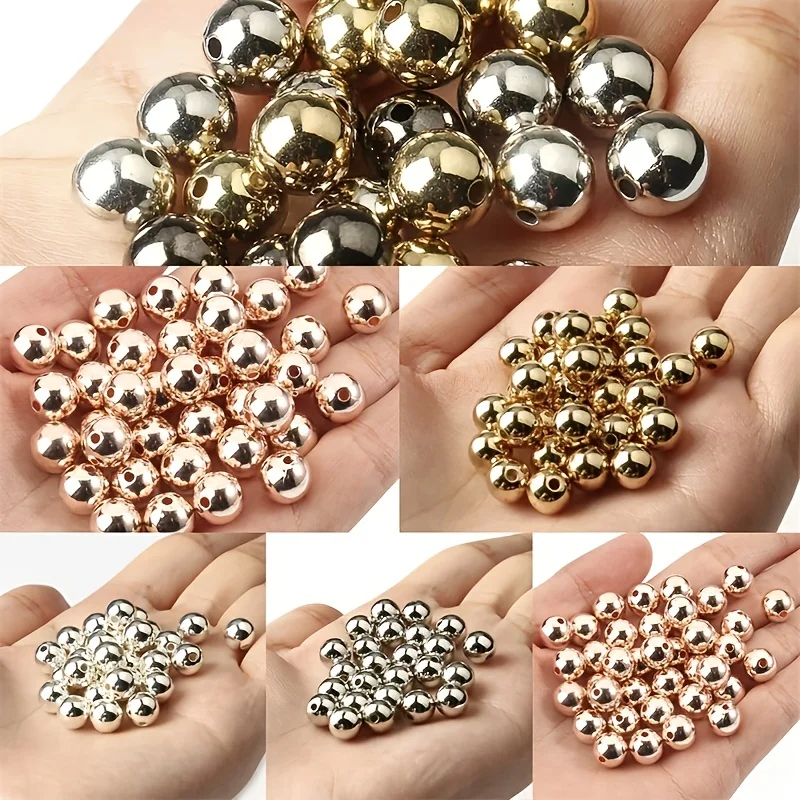 

Gold/Gun-Metal Plated CCB Round Seed Spacer Loose BeadsWholesale 3/4/6/8/10/12mm 30-500pcs For Jewelry making DIY