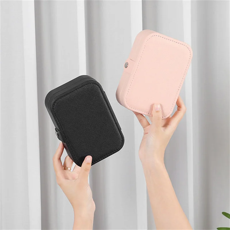 Portable Jewelry Box Large Capacity Ring Necklace Jewelry Storage Box Pu Leather Single-Layer Jewelry Storage Box Gift Box Women
