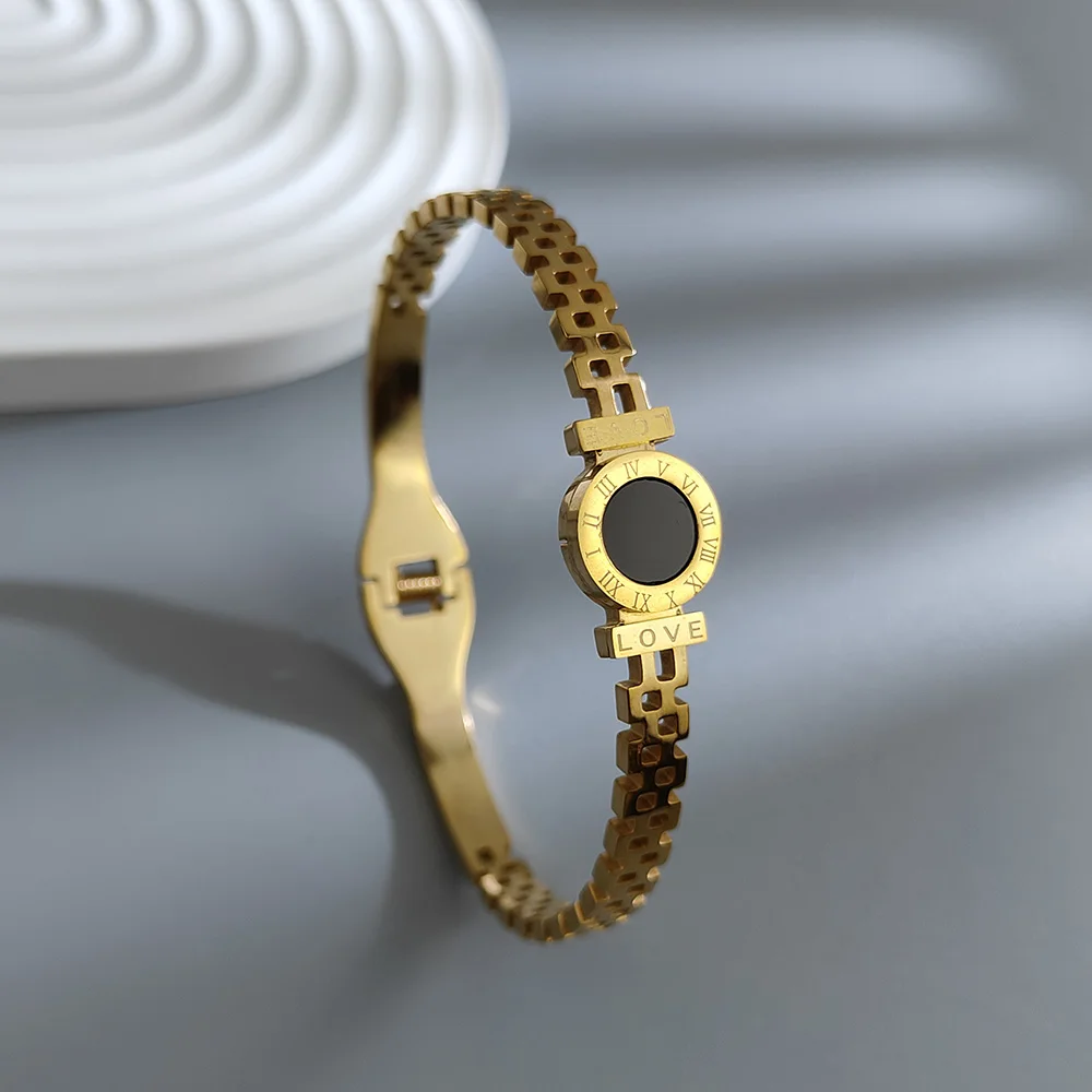 Браслеты женские из нержавеющей стали с черными дисками акриловые украшения