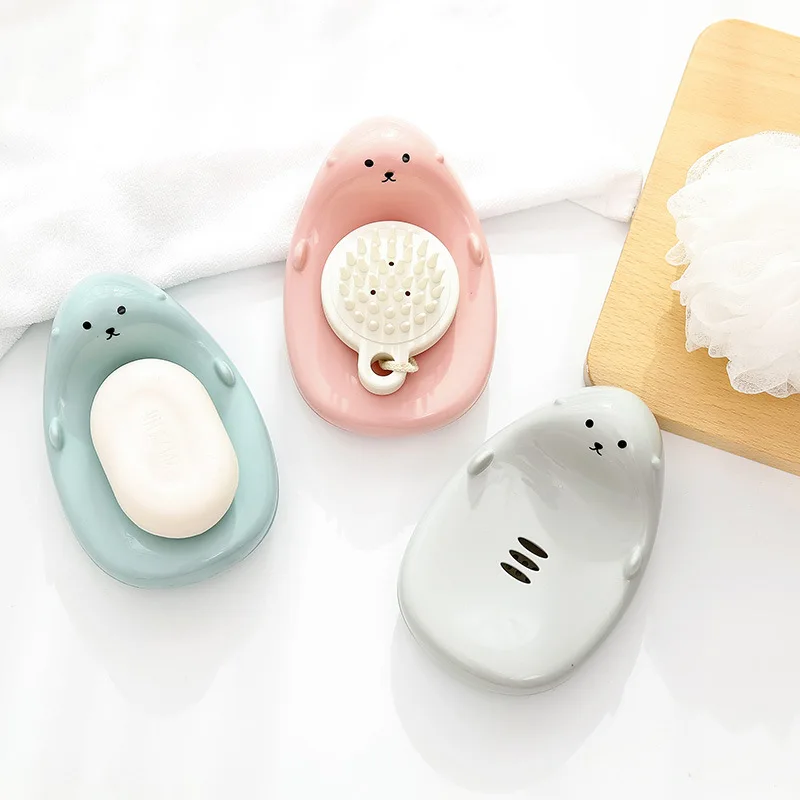 

1Pcs Cartoon Animal Soap Box Drain Bathroom Soap Holder Kitchen Wash Cute Baby Soap Dish Shower Bathroom Supplies Accessories