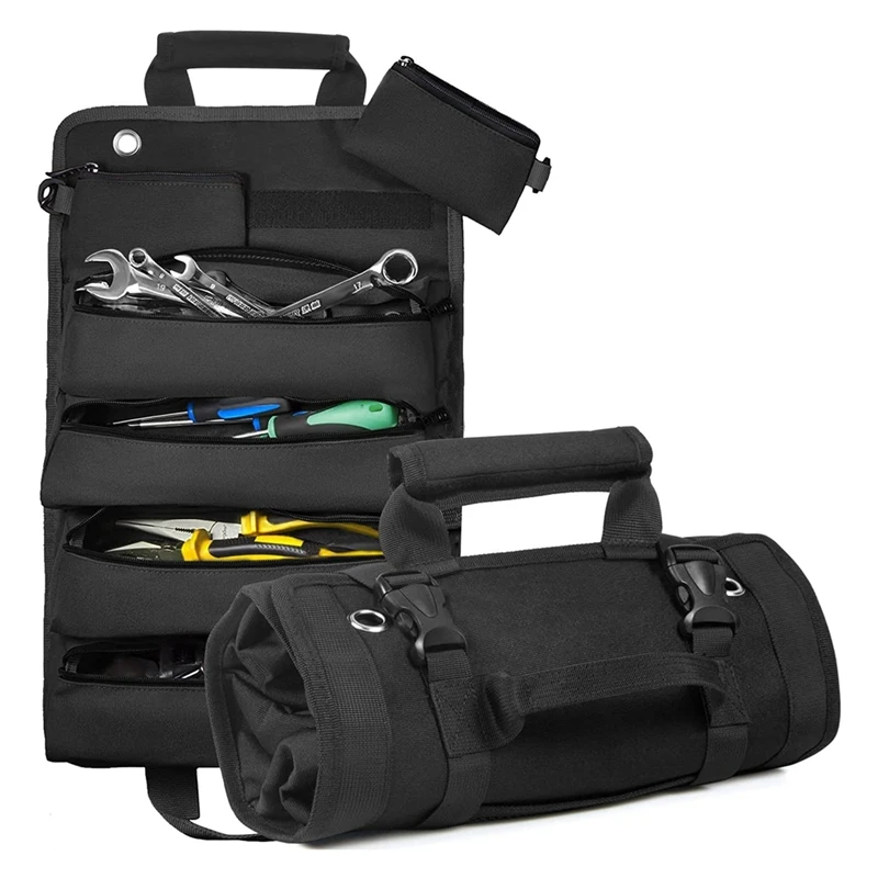 

Сумка для инструментов, органайзер для инструментов в рулоне с 3 съемными карманами, сумка для инструментов для механика/Электрика/мотоцикла