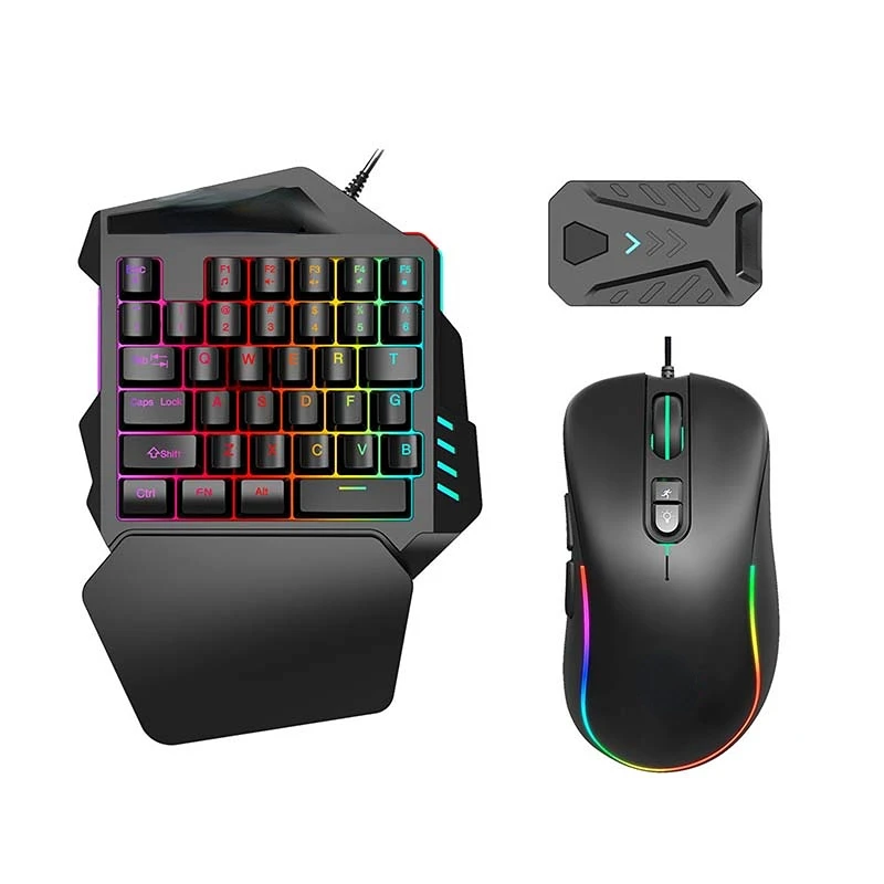 

3 in 1 Mini Portable Keyboard With Adapter Mobile Gaming Combo Pack for pubg game