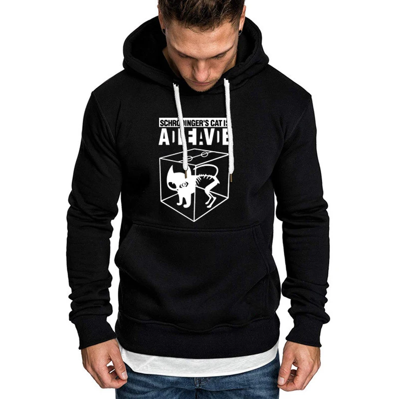 

2022 Spring Men's Schrodinger's Cat Printing Long Sleeved Hoodies Outdoor Sport Sweater Casual Pullover Hoodie Size S-4XL