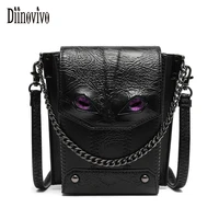 diinovivo punk style rock small crossbody bags chain female shoulder bags eye pattern goth women bag phone bag purse whdv2117