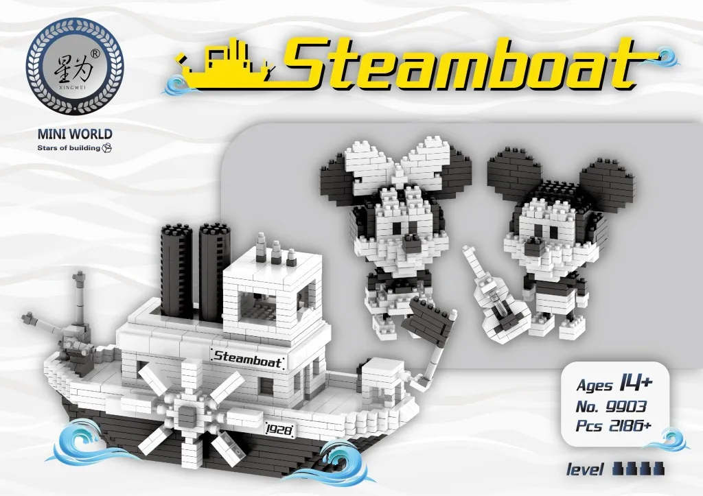 

New Dieny Mickey Building Block Toy Disney Mickey Minnie Ship Model Building Block Girl Boy Toy Gift