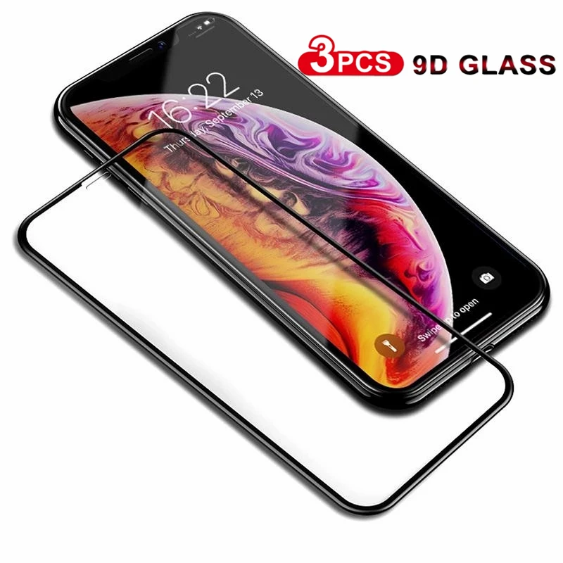 

3PCS Protective Glass on For iPhone 11 12 13 Mini Pro Max screen protector Tempered Glass For iPhone 6 S 7 8 Plus X S XR XS Max