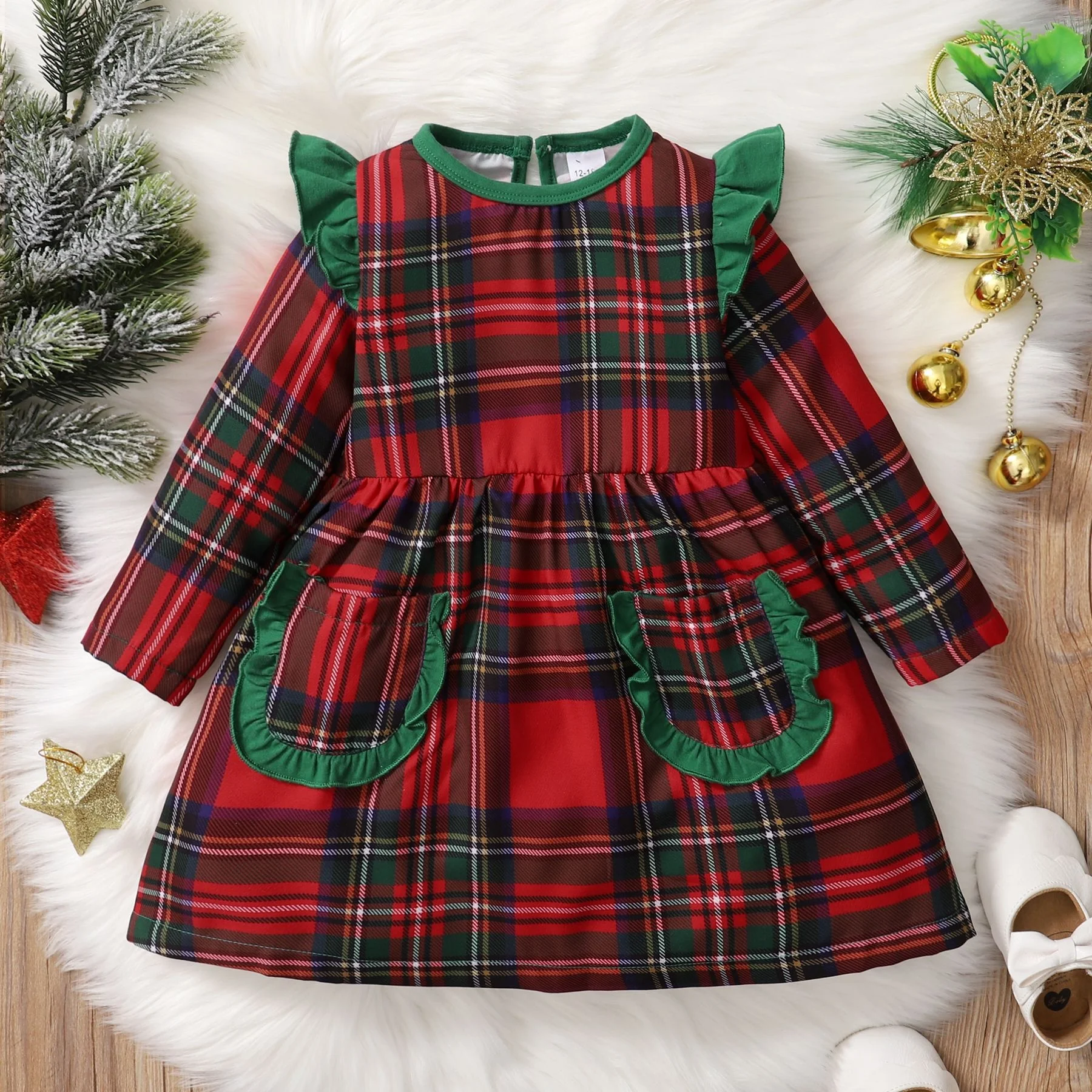 

kids cheap costume clothesGirls' spring autumn new children's Plaid printed long sleeved Princess Dress