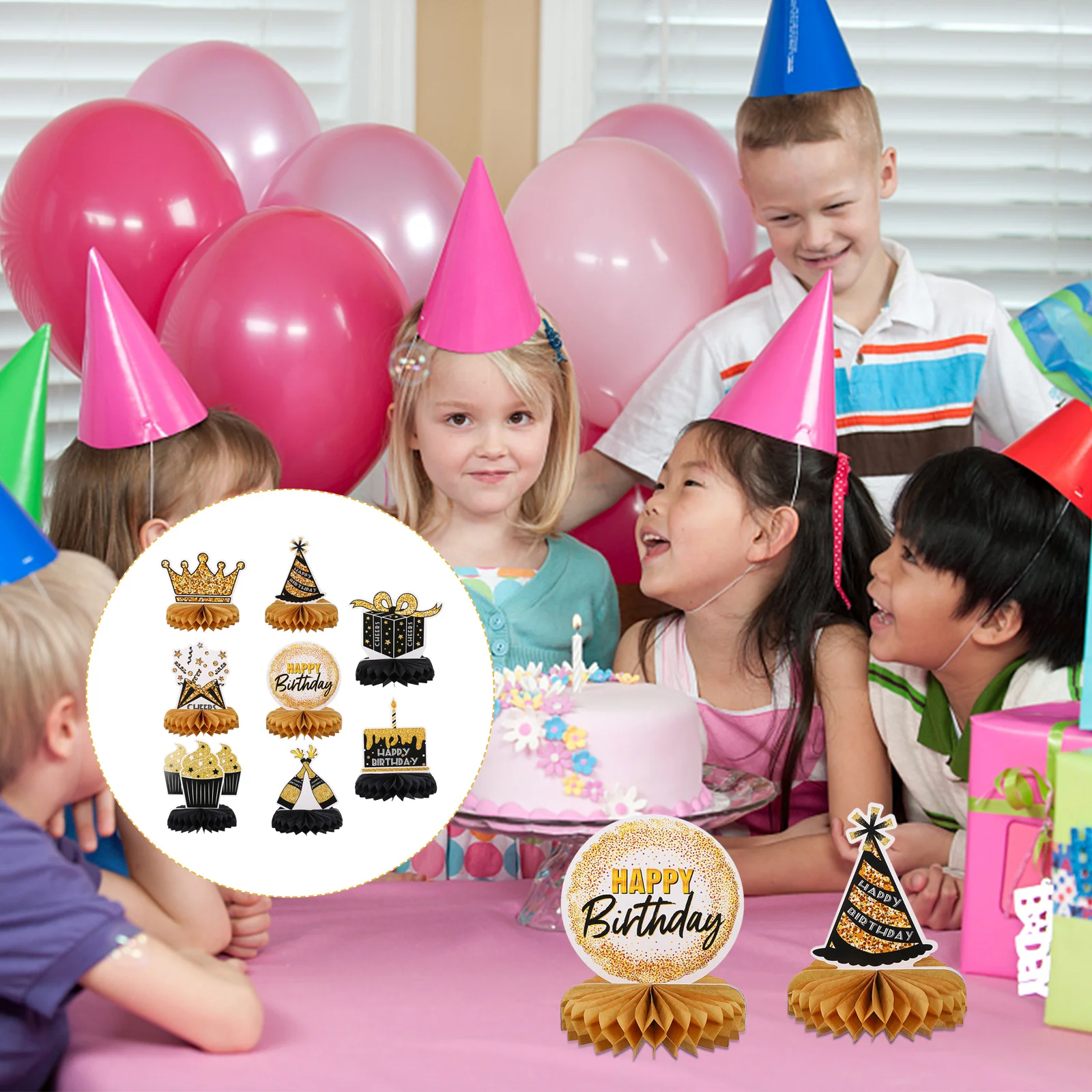 

8Pcs Pretty Chic Honeycomb Decor Birthday Table Decor Birthday Honeycomb Centerpieces