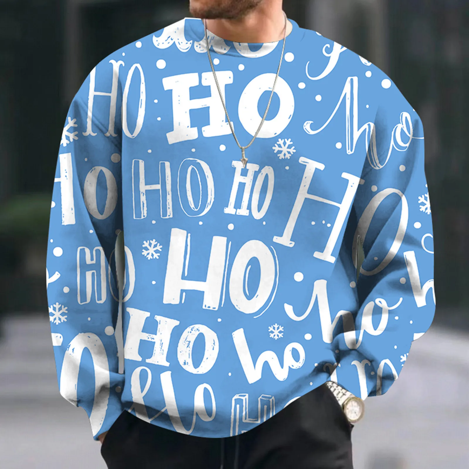 

Мужской пуловер с рождественским принтом, Свободный Повседневный свитшот с длинным рукавом и круглым вырезом, одежда для бега в японском стиле