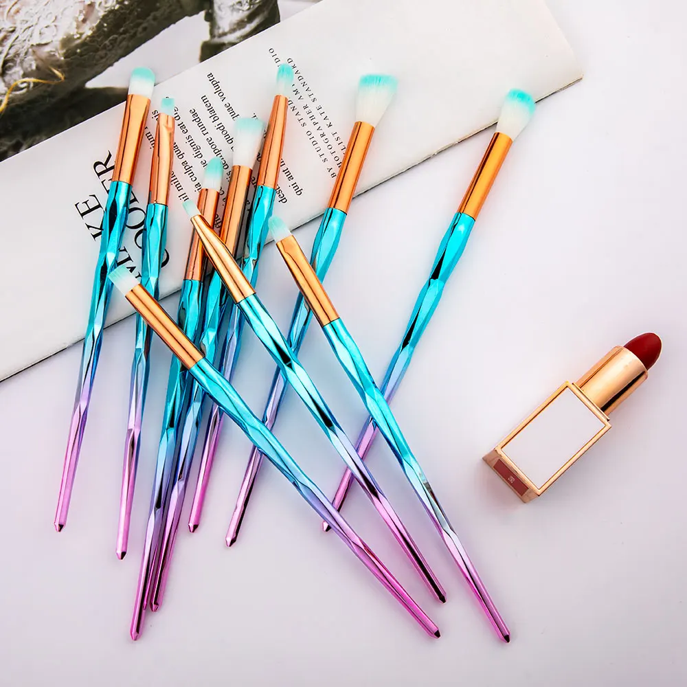 

RANCAI 10/20pcs Diomand Makeup Brushes Set Powder Eye Shadow Foundation Blend Blush Lip Cosmetic Beauty Soft Make Up Brush Tools