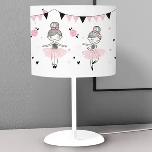 Cute Tiny Ballerina And Flowers Kids Room Nightstand Night Desktop Lamp Decorative Lampshade Book Reading Light Lantern Bedside