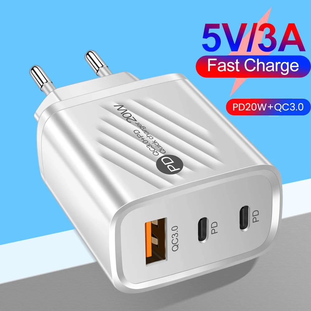 PD 2.4A USB C зарядное устройство 20W быстрая зарядка Тип C зарядное устройство Quick Charge 3.0 телефон зарядное устройство адаптер для IPhone Xiaomi Huawei портативный