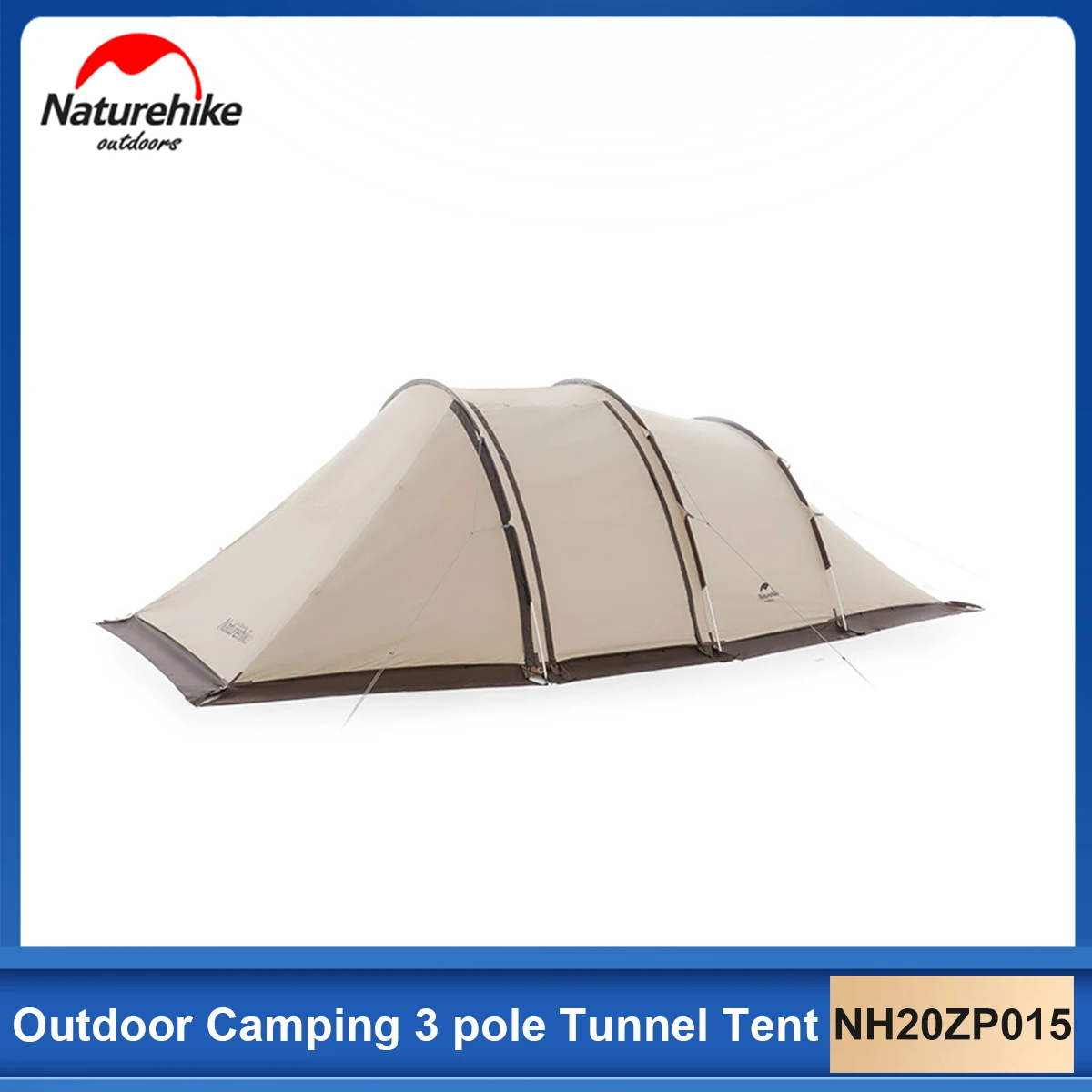 

Naturehike Tent NH20ZP015 Cloud Vessel Tunnel Tent Camping Tunnel Tent for 3-4 People 150D Oxford Cloth With Snow Skirt UPF50+